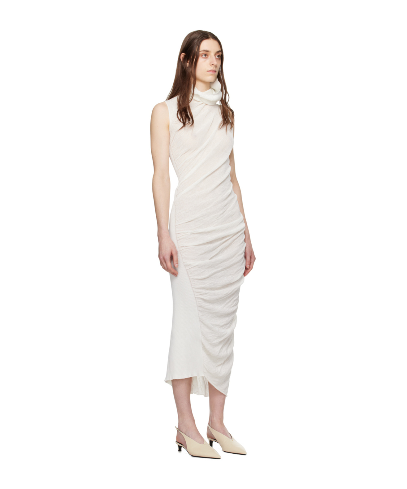 Issey Miyake Sleeveless Dress In White