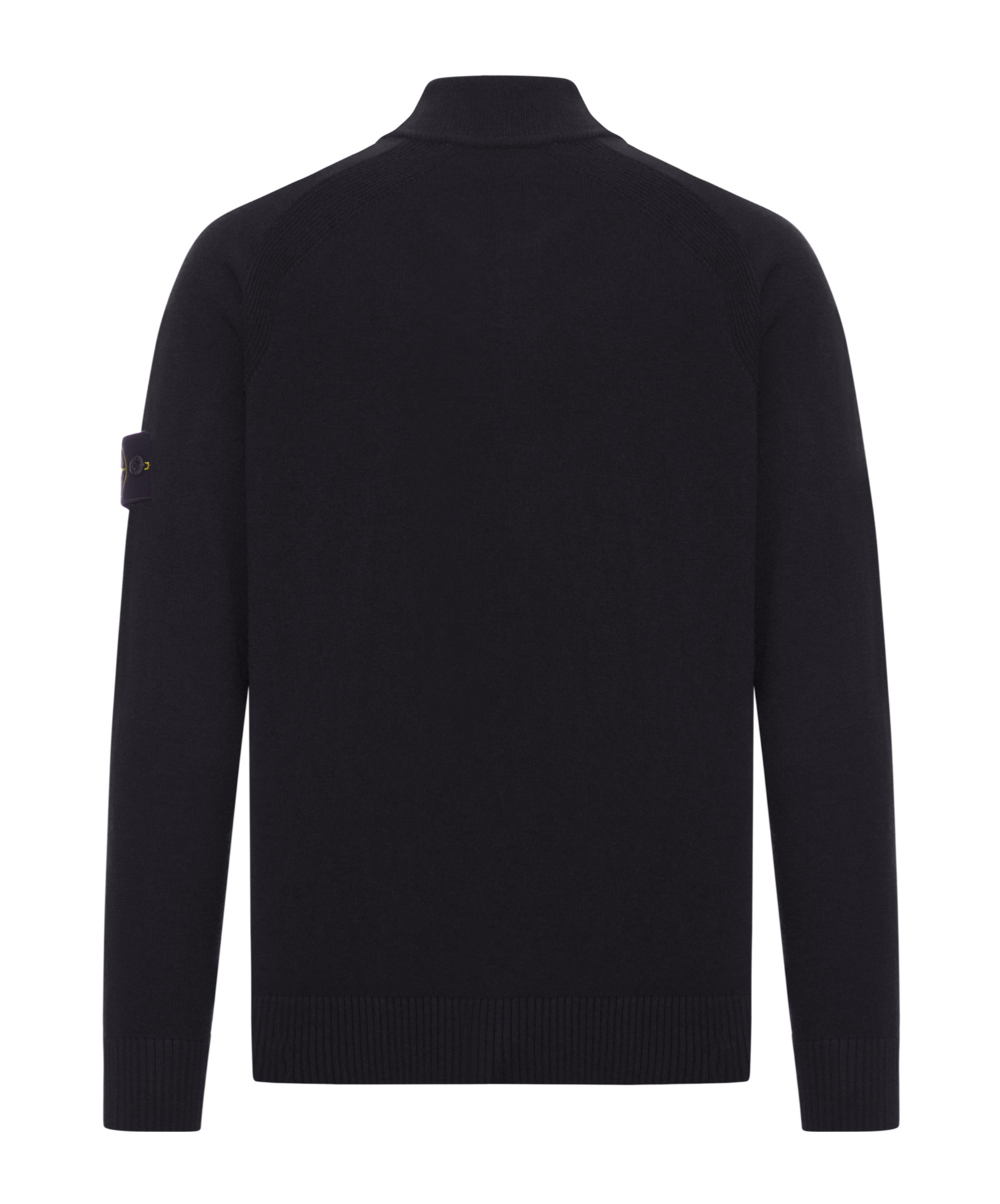 Stone Island High Collar Ribbed Cuffs Side Pockets Sweatshirt In Black