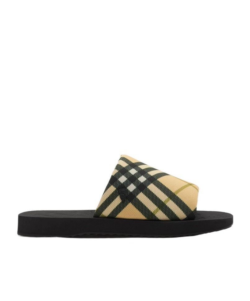 Burberry Checkered Trek Slides In Black