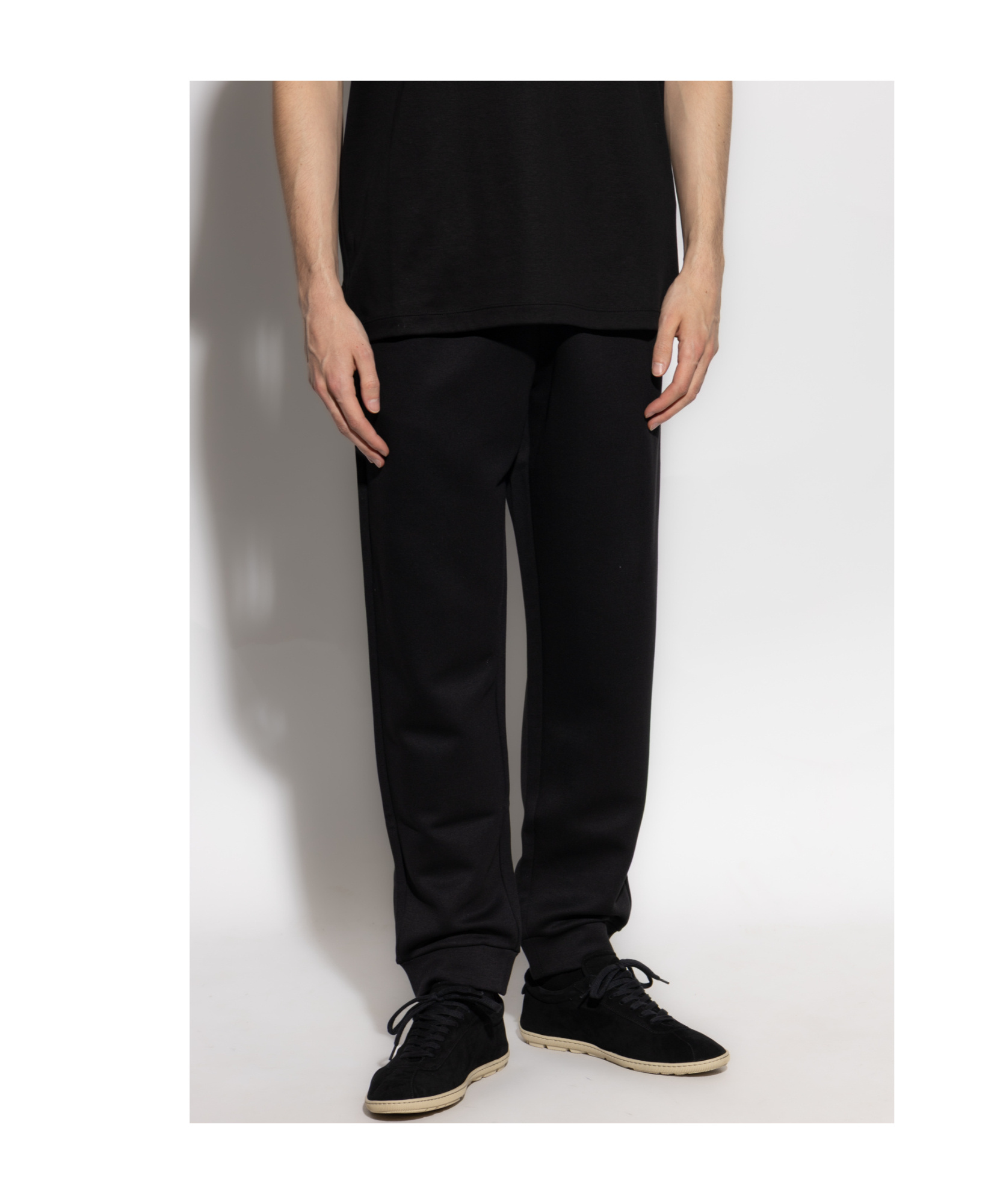 Giorgio Armani Elastic Waist Track Pants In Black
