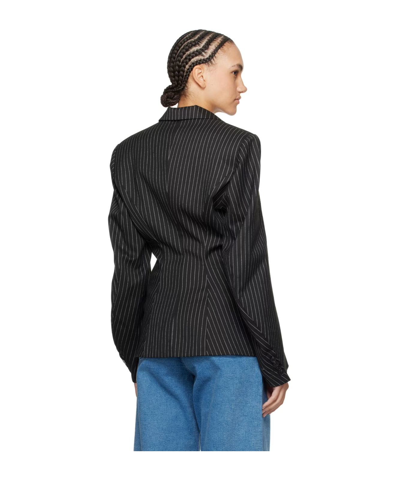 Remain Birger Christensen Stripe Pattern Blazer In Black