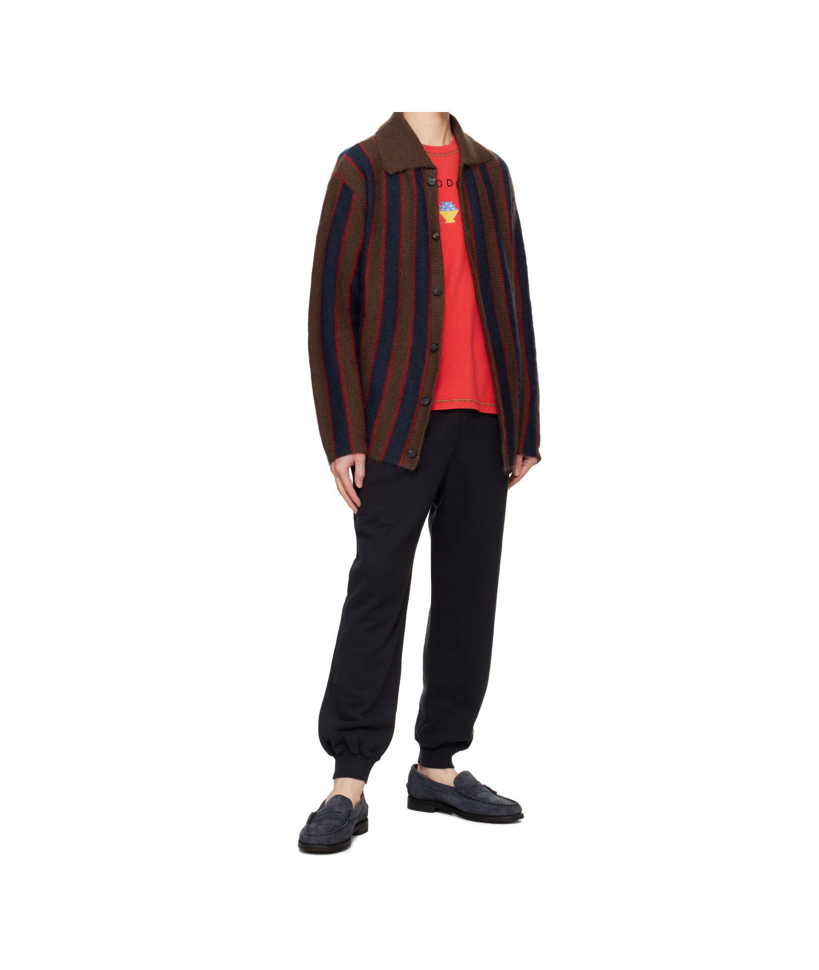 Bode Mohair Stripe Cardigan In Black