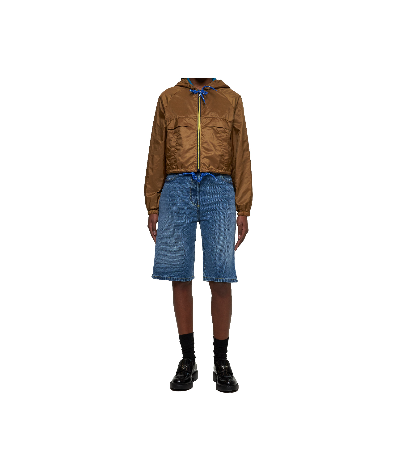 Prada Long-sleeved Casual Jacket In Brown