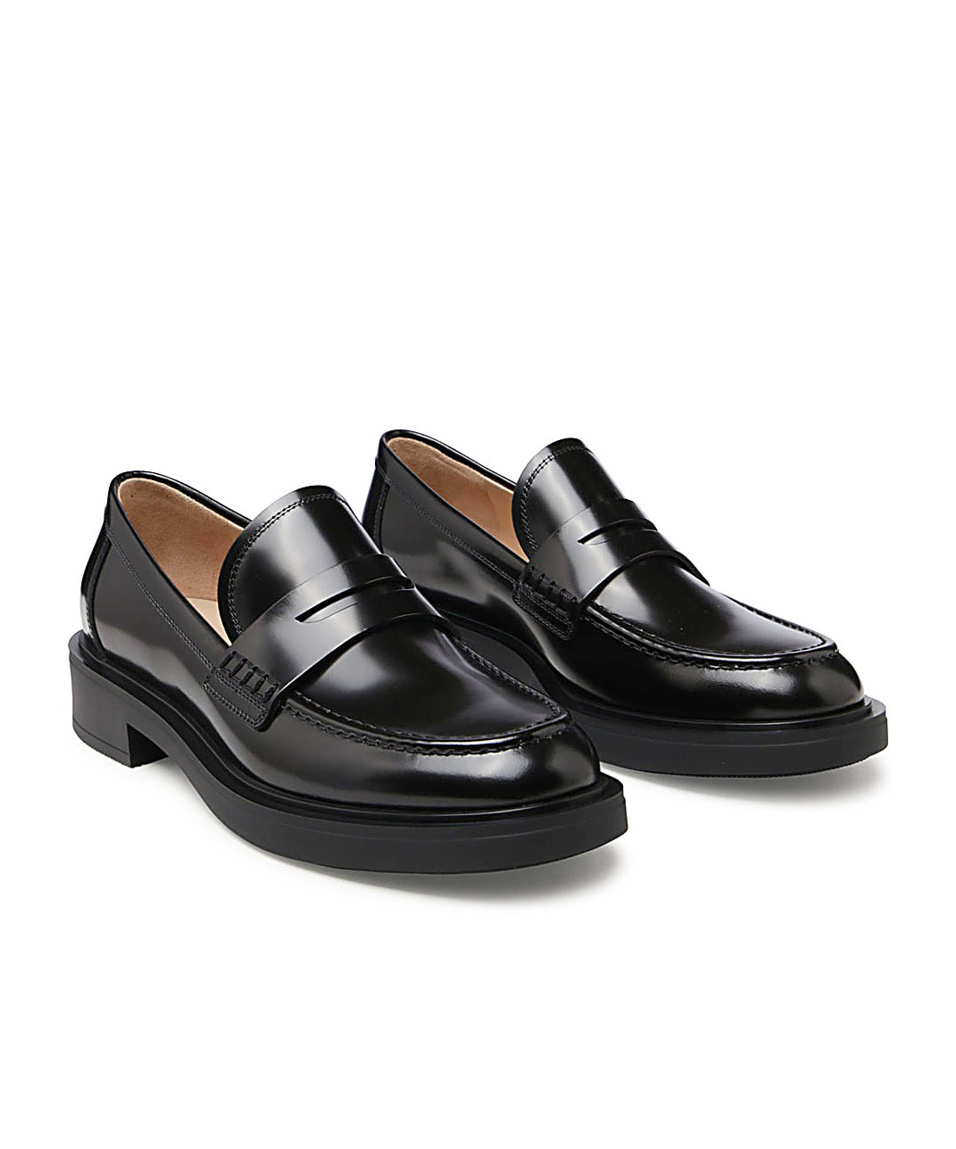 Gianvito Rossi Round Head Loafer Shoes In Black