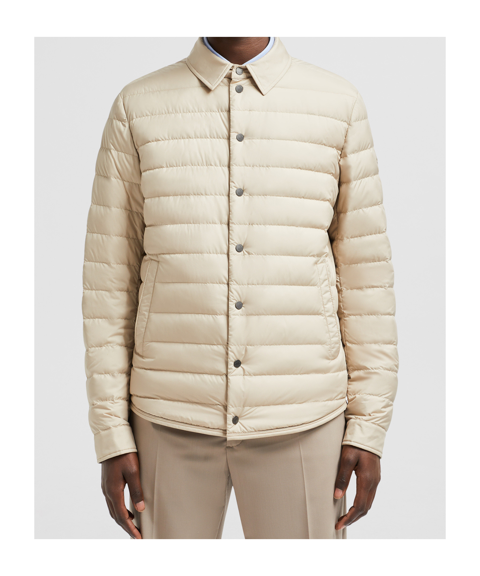 Moncler Long-sleeved Down Jacket In Nude