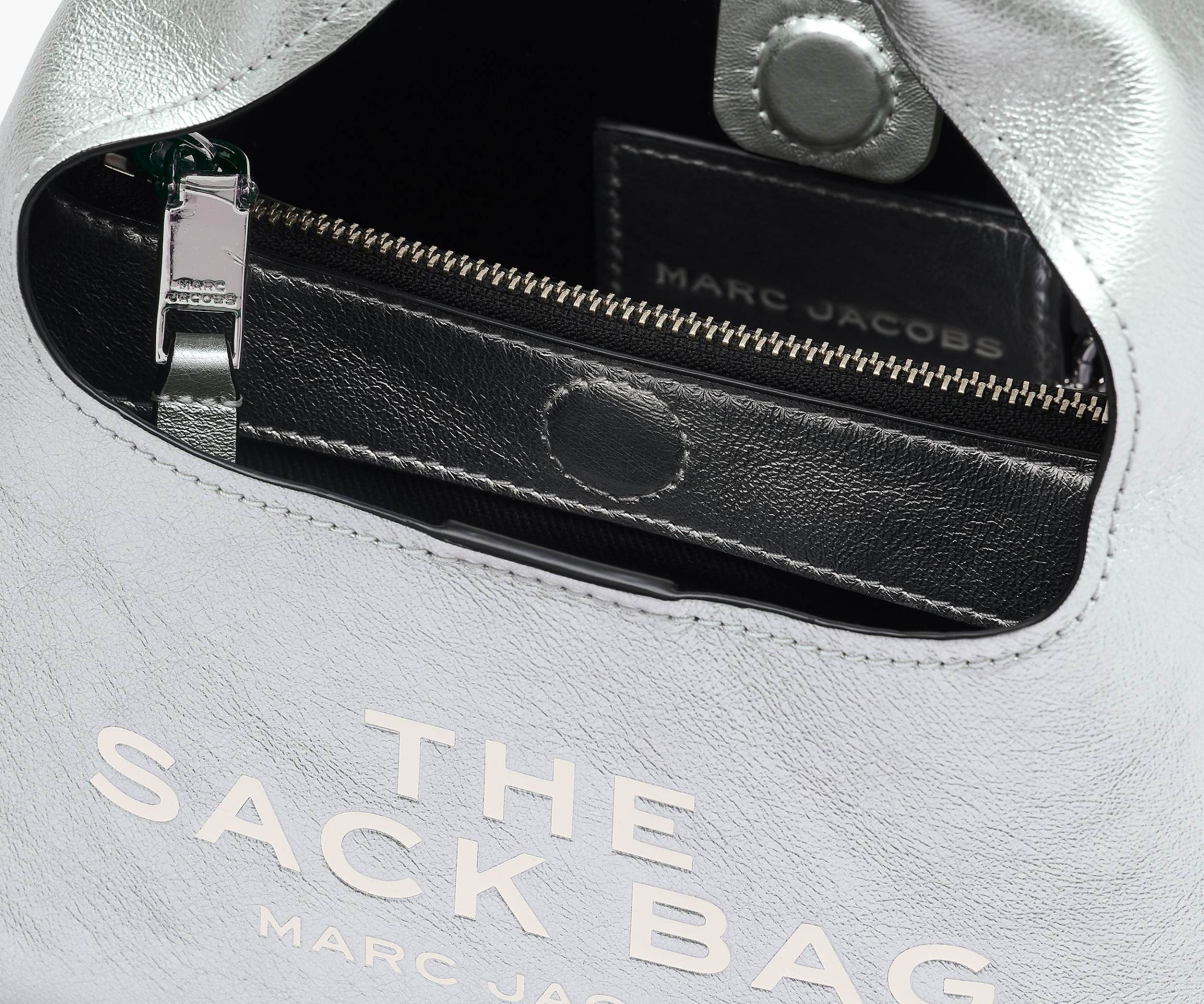 Marc Jacobs The Metallic Leather Mini Sack Bag In Silver