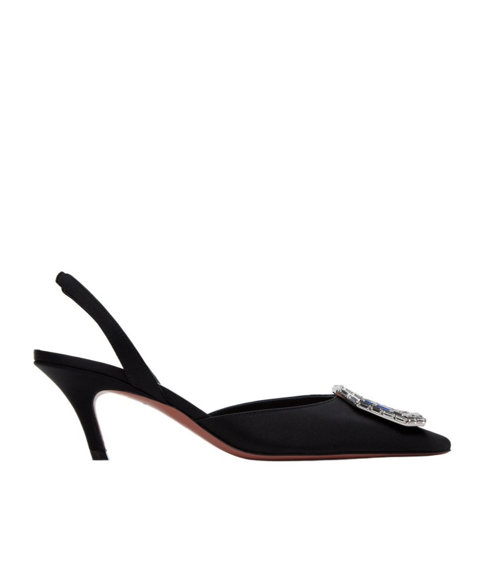 Shop Amina Muaddi Camelia 60 Sling High Heels In Black