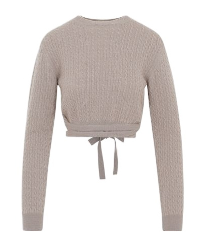Patou Cable-knit Cropped Sweater In Wool And Cashmere In Neutral