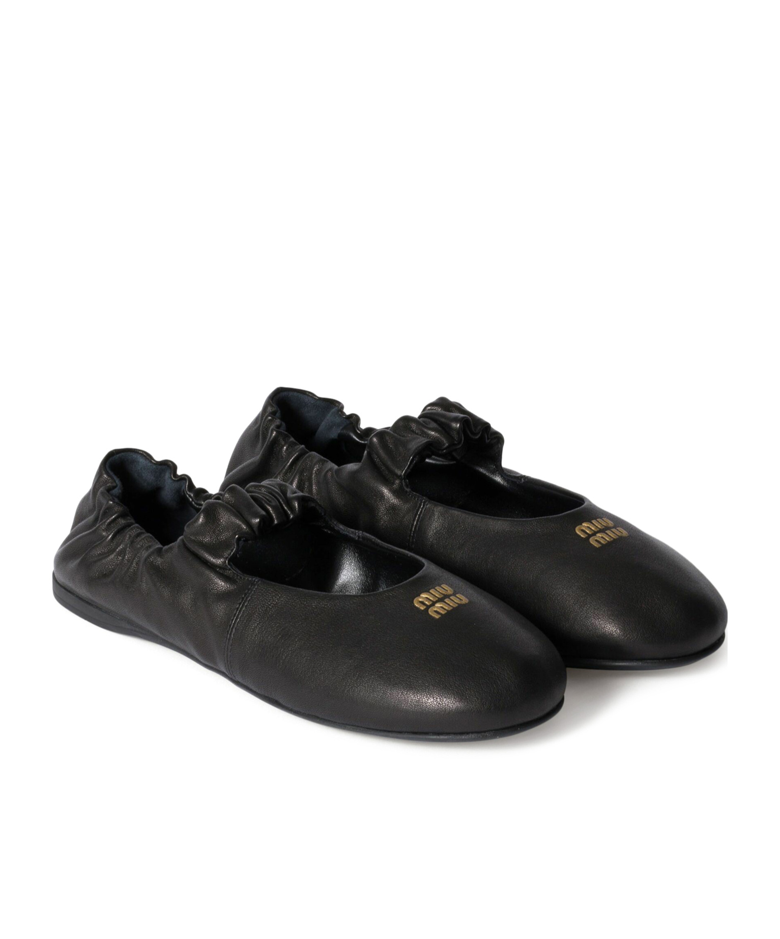 Miu Miu Logo Ballerina In Black