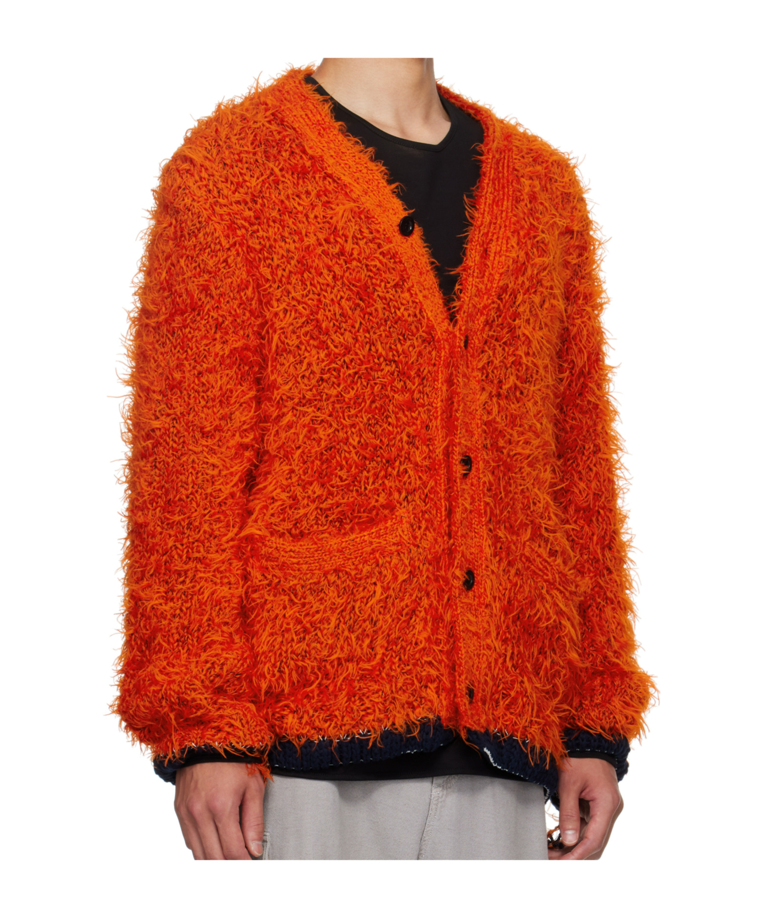 Sacai V-neck Long-sleeved Sweater In Red