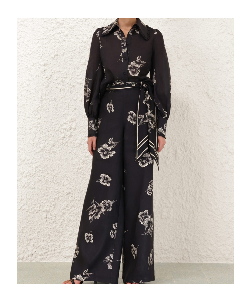 Zimmermann Ruffle Bow Shirt In Black