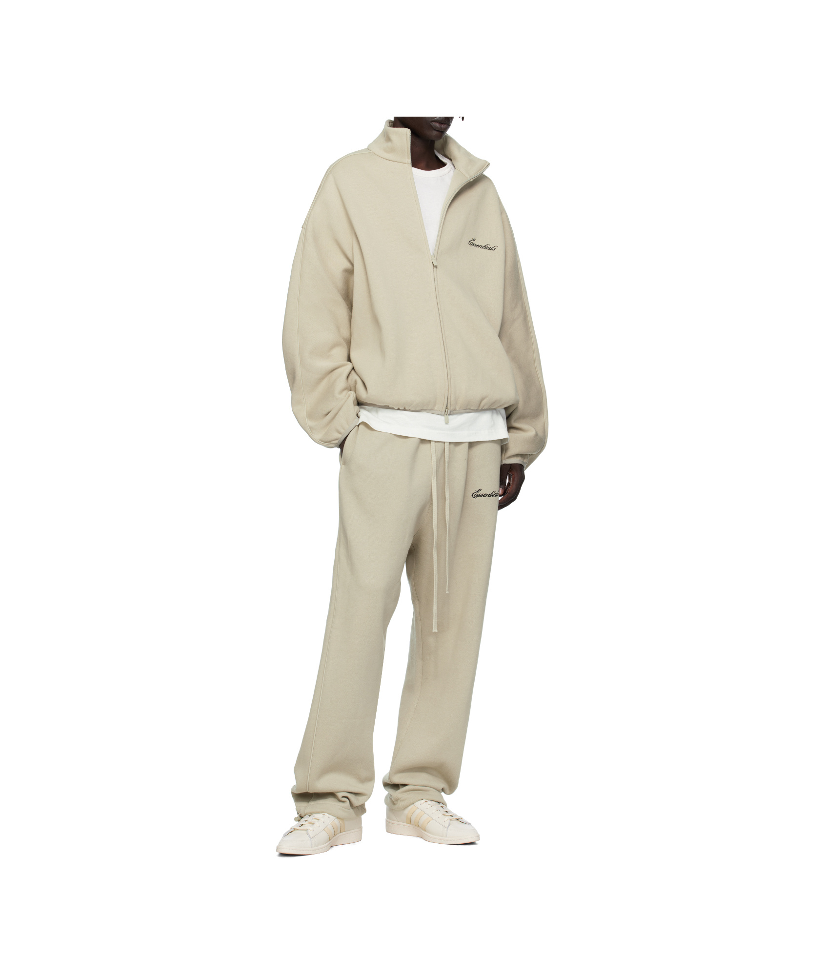 Essentials Taupe Modern Fit Fleece Track Jacket In Multi