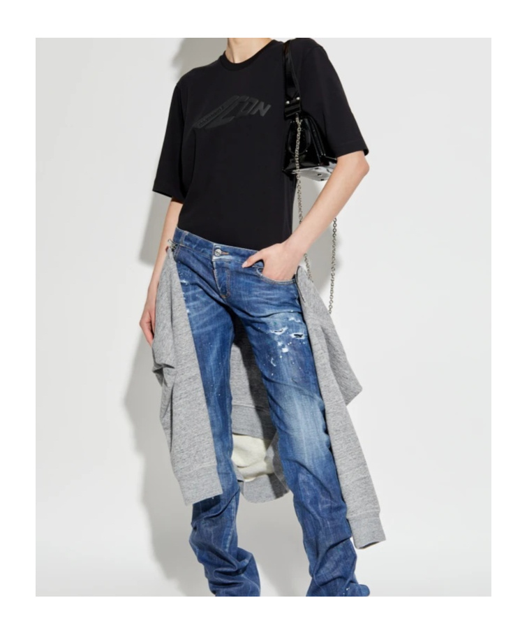 Dsquared2 Printed Cotton Jersey T-shirt In Black