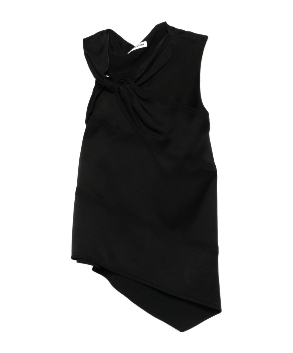 Jil Sander Sm Top Black Asymmetric Gloss With Bow In Black