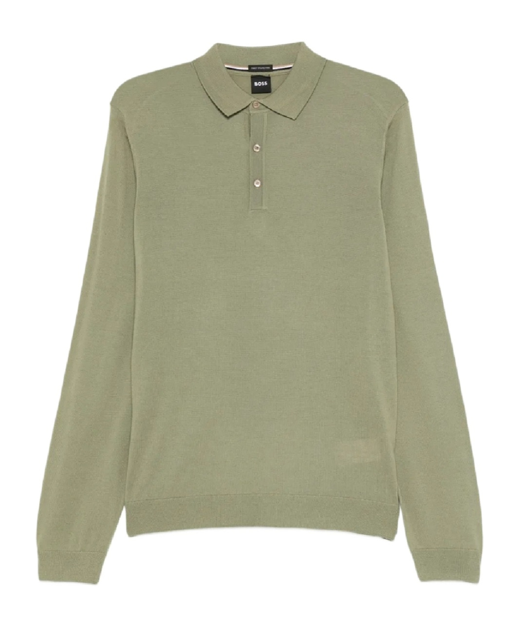 Hugo Boss Long-sleeve Polo Shirt With Classic Collar In Green