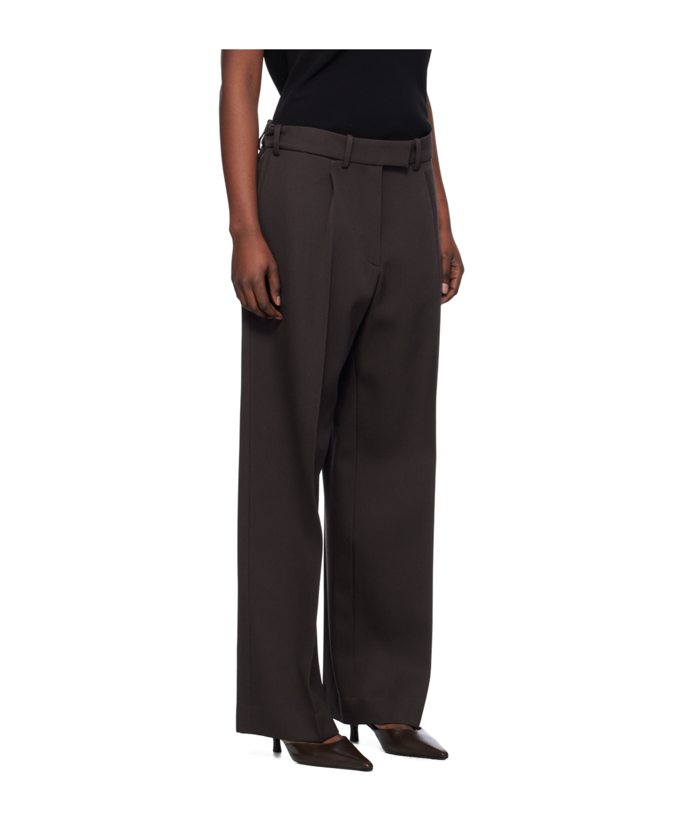 The Row Roan Pleated Casual Pants In Black