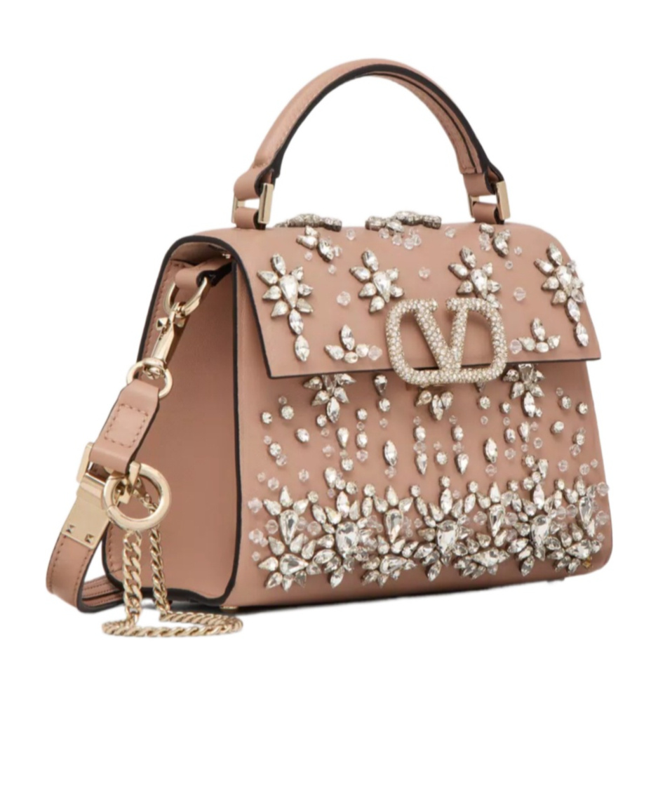 Valentino Vlogo Tote Bag In Crystal/rose