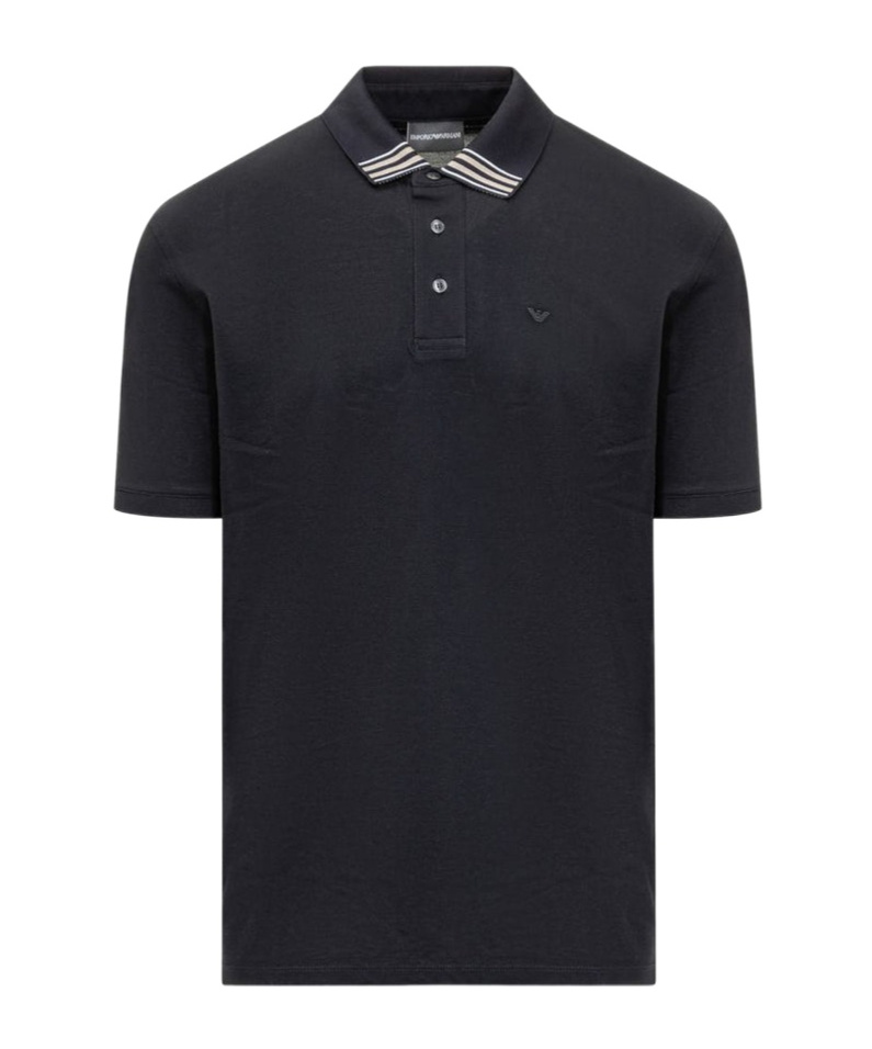 Emporio Armani Logo-embroidered Polo Shirt In Blue