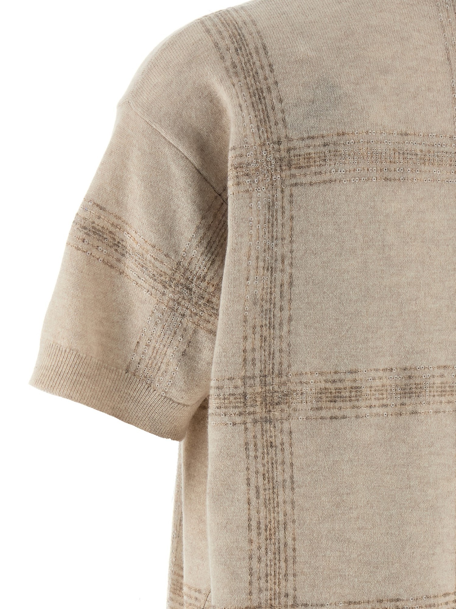 Brunello Cucinelli Knit Dress With Short Sleeves And Collar In Brown