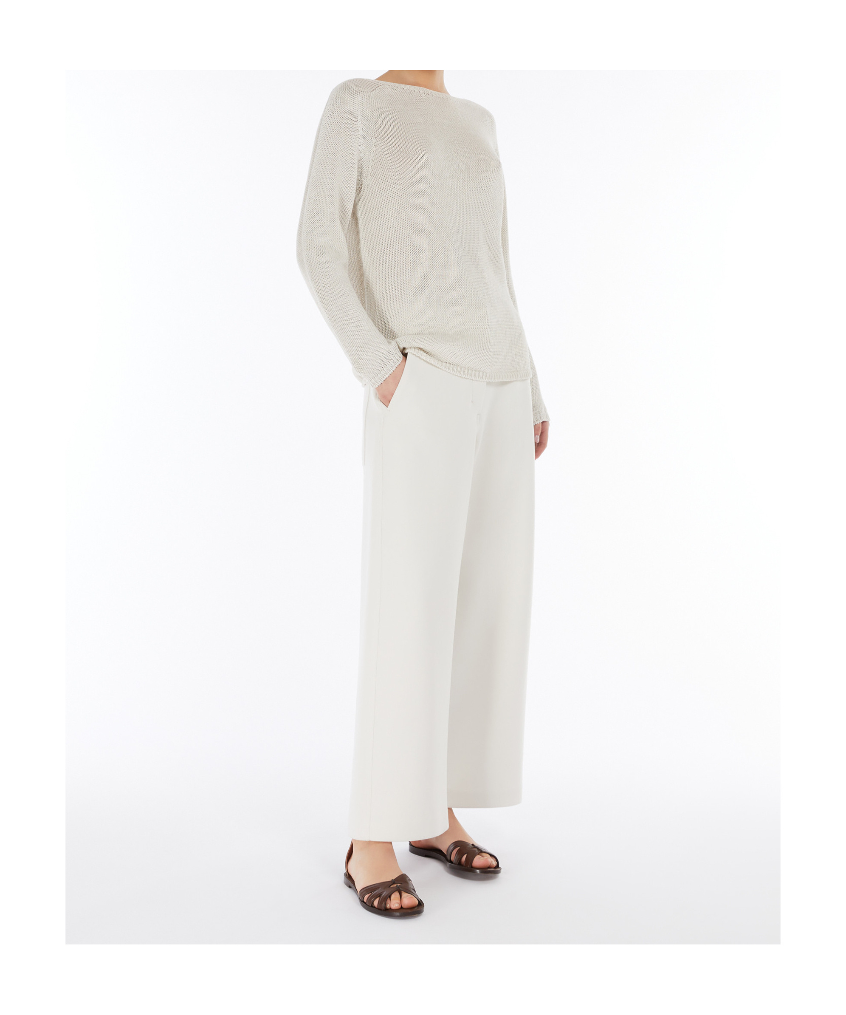 Max Mara Long Sleeve Sweater In White