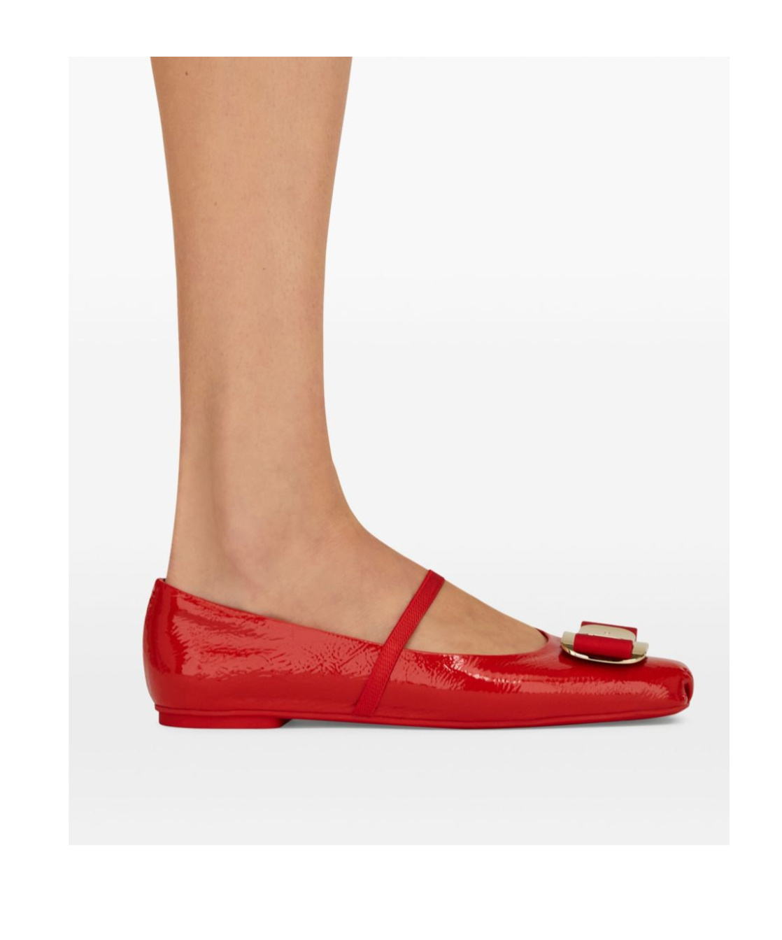 Ferragamo Vara Ballet Flats In Flame Red