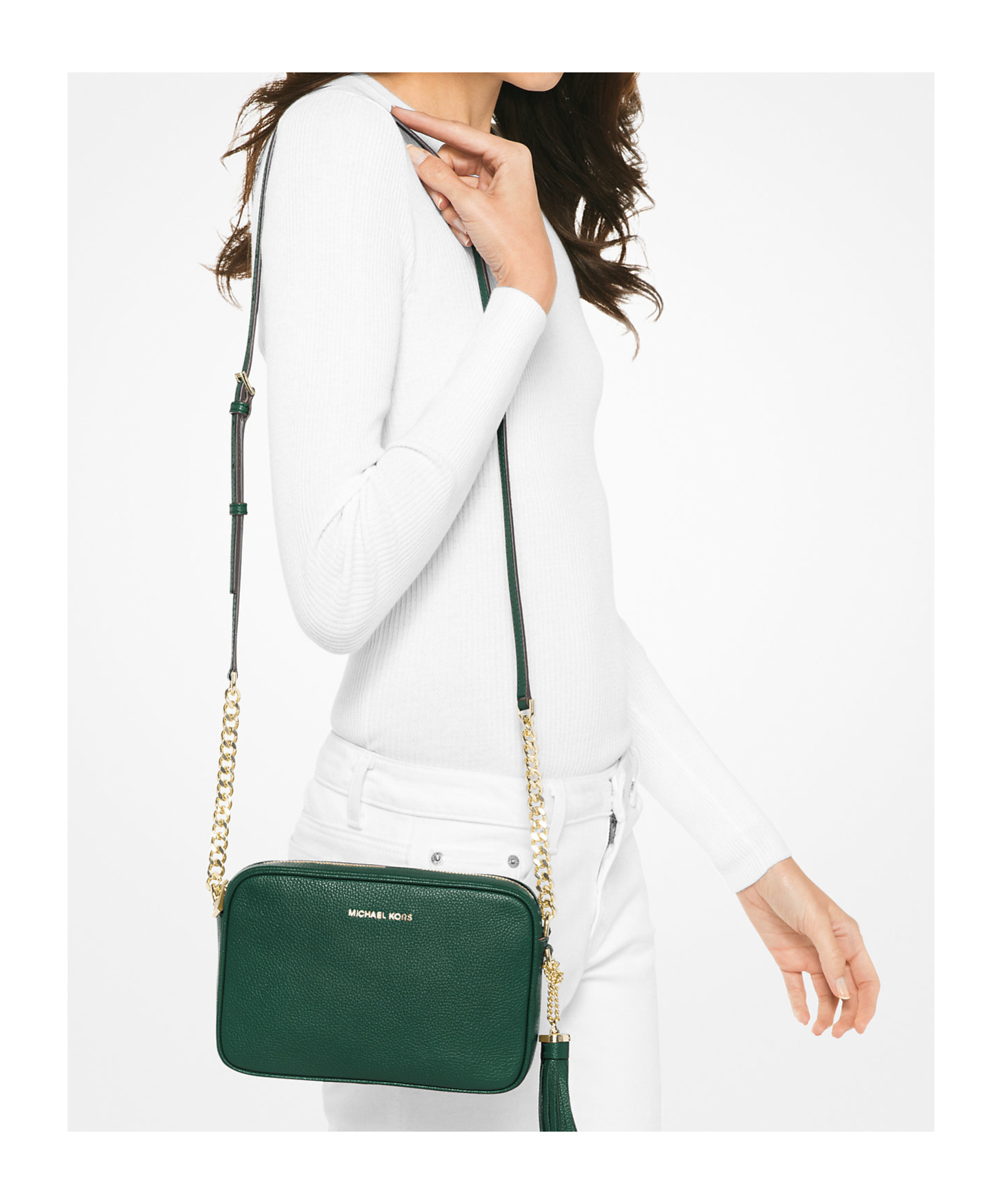 Michael Michael Kors Jet Set Medium Crossbody Bag In Green