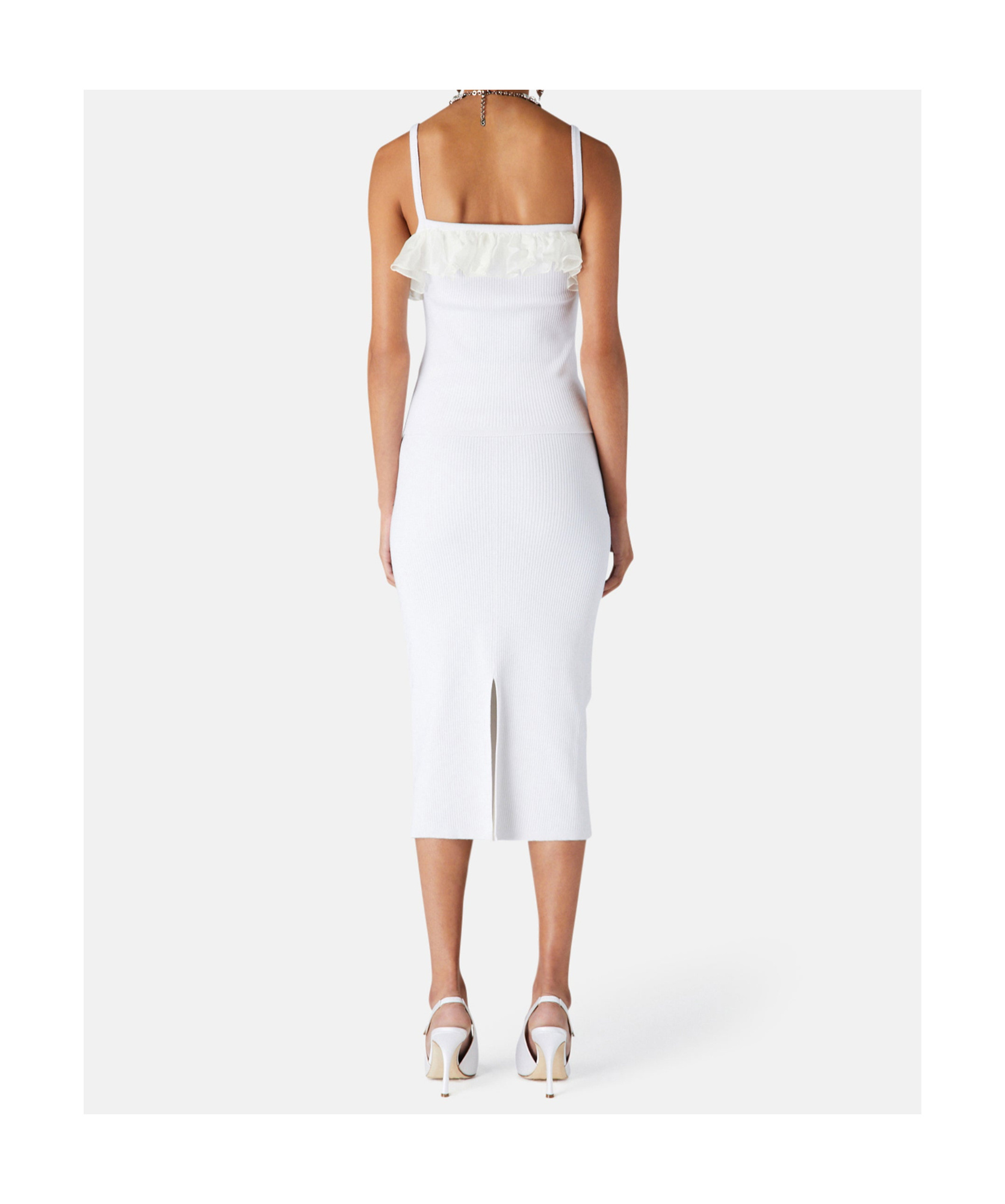 Alessandra Rich Bow Ruffled Top In White