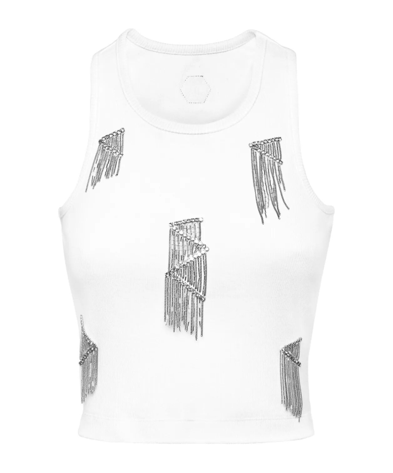 Shop Philipp Plein Fringed Tank Top In White