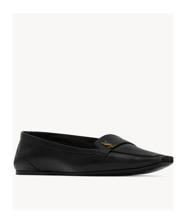 Saint Laurent Smooth Leather Ballet Shoes In Black