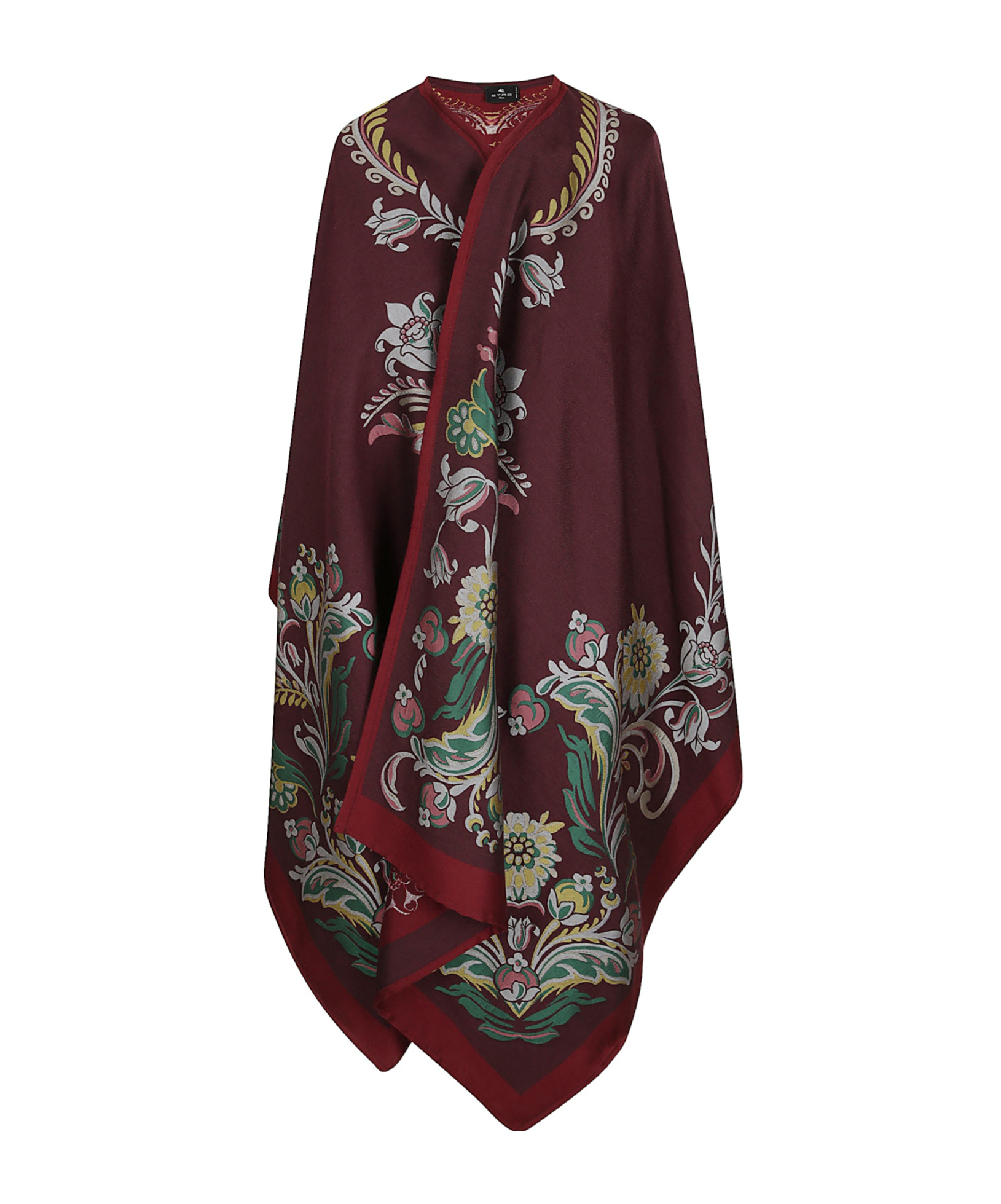 Etro Floral-jacquard Cape In Black