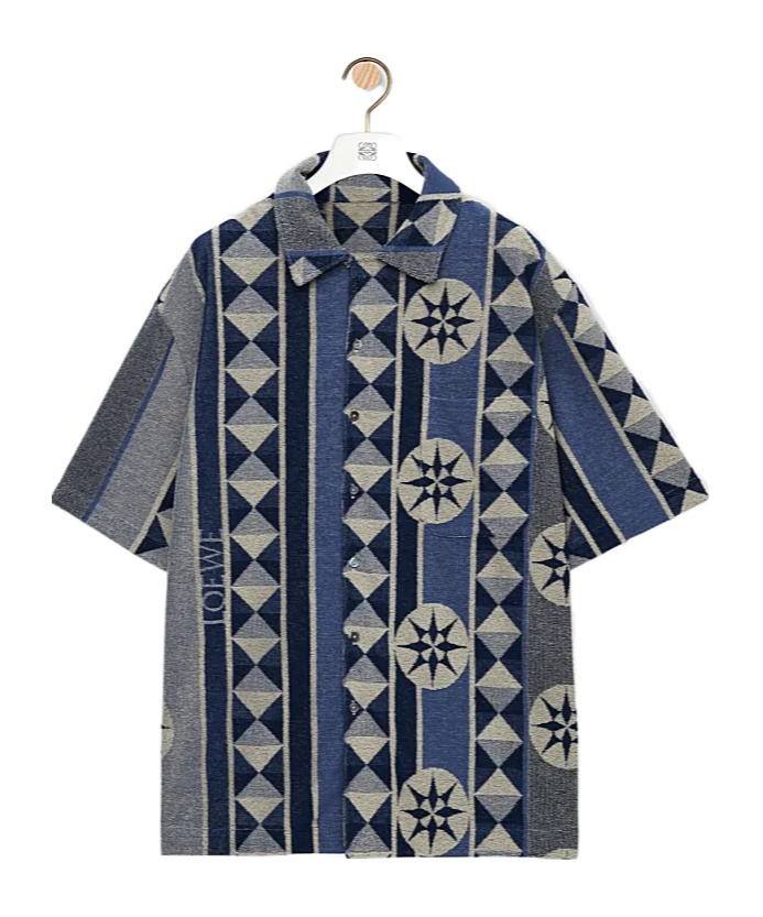 Loewe Mens Blue Multicolor Ibiza Graphic-pattern Cotton-blend Terry Shirt