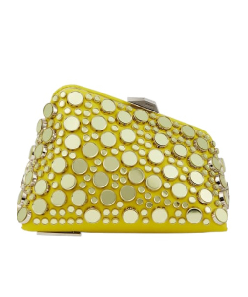 Attico Midnight Mini Embellished Leather Clutch In Nude