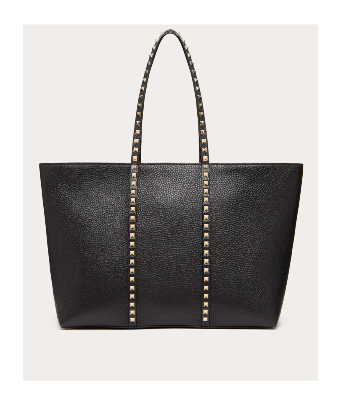 Shop Valentino Garavani Rockstud Shopping Bag In Grainy Calfskin In Black