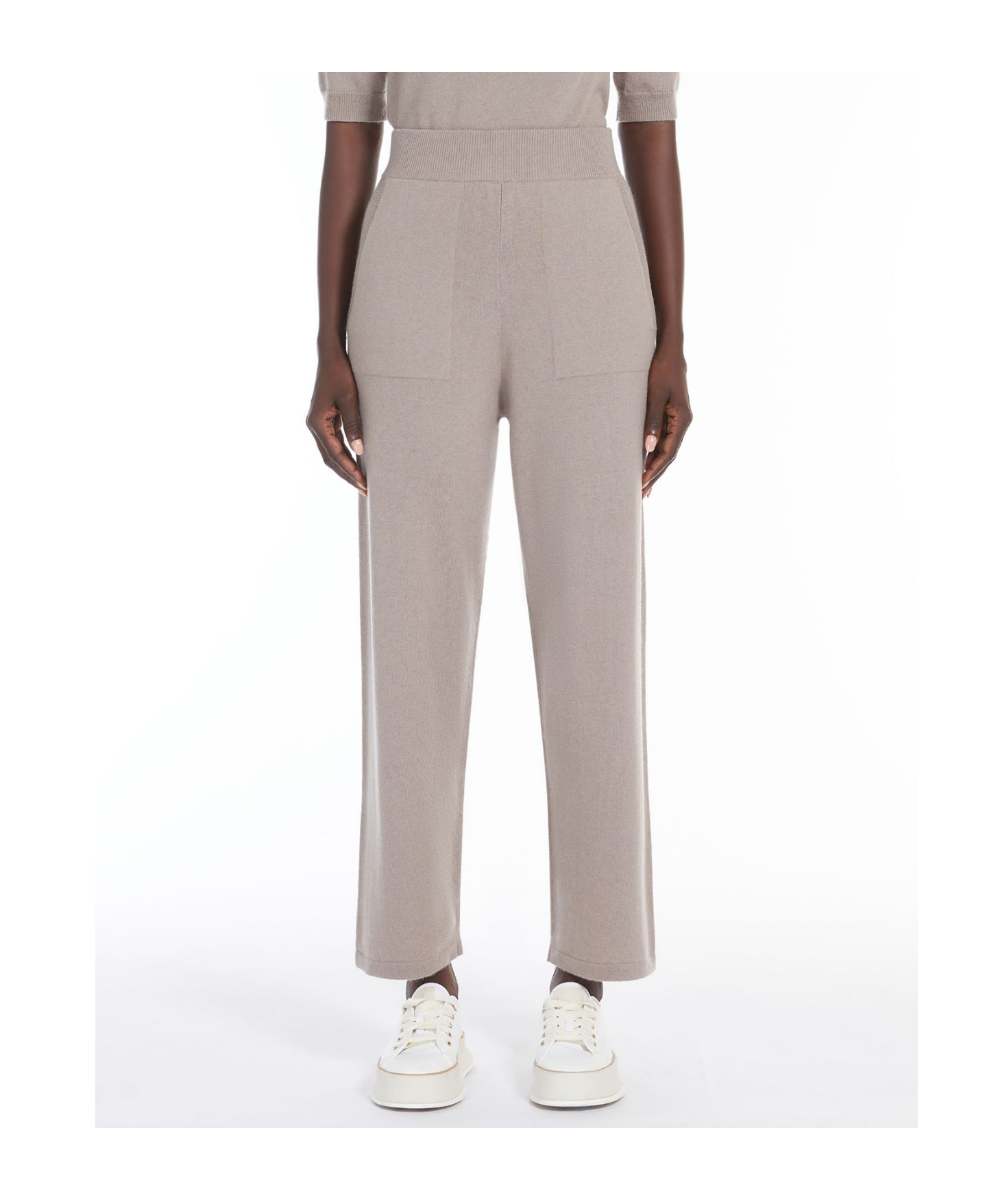 Max Mara Elastic Waist Casual Pants In Nude