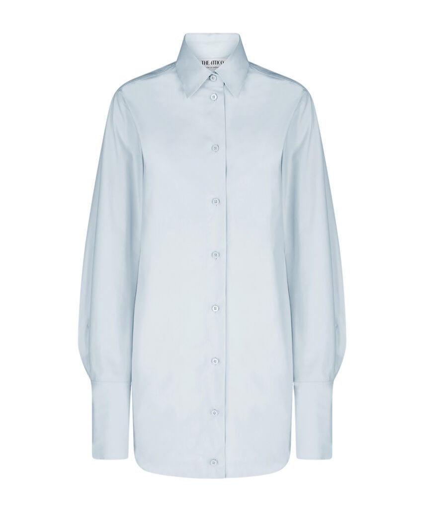 Shop Attico Logo-embroidered Cotton Shirt In Blue