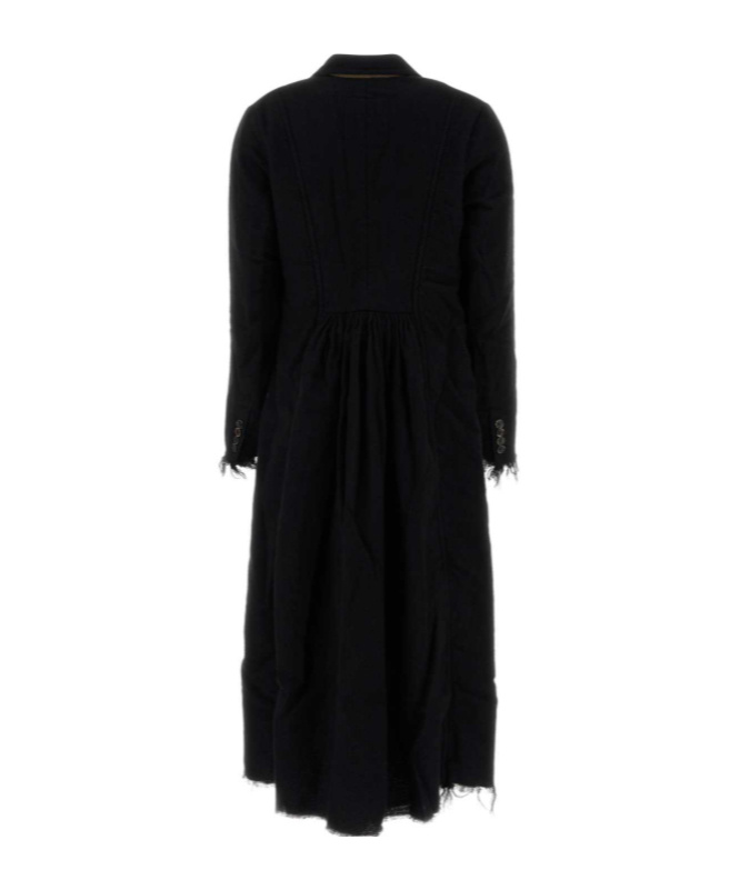 Uma Wang Long Double-breasted Wool Blend Coat In Blue