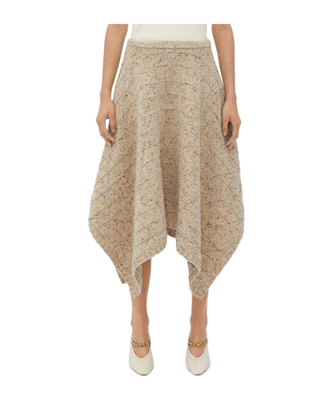 Bottega Veneta Jupe Losange En Laine In Nude