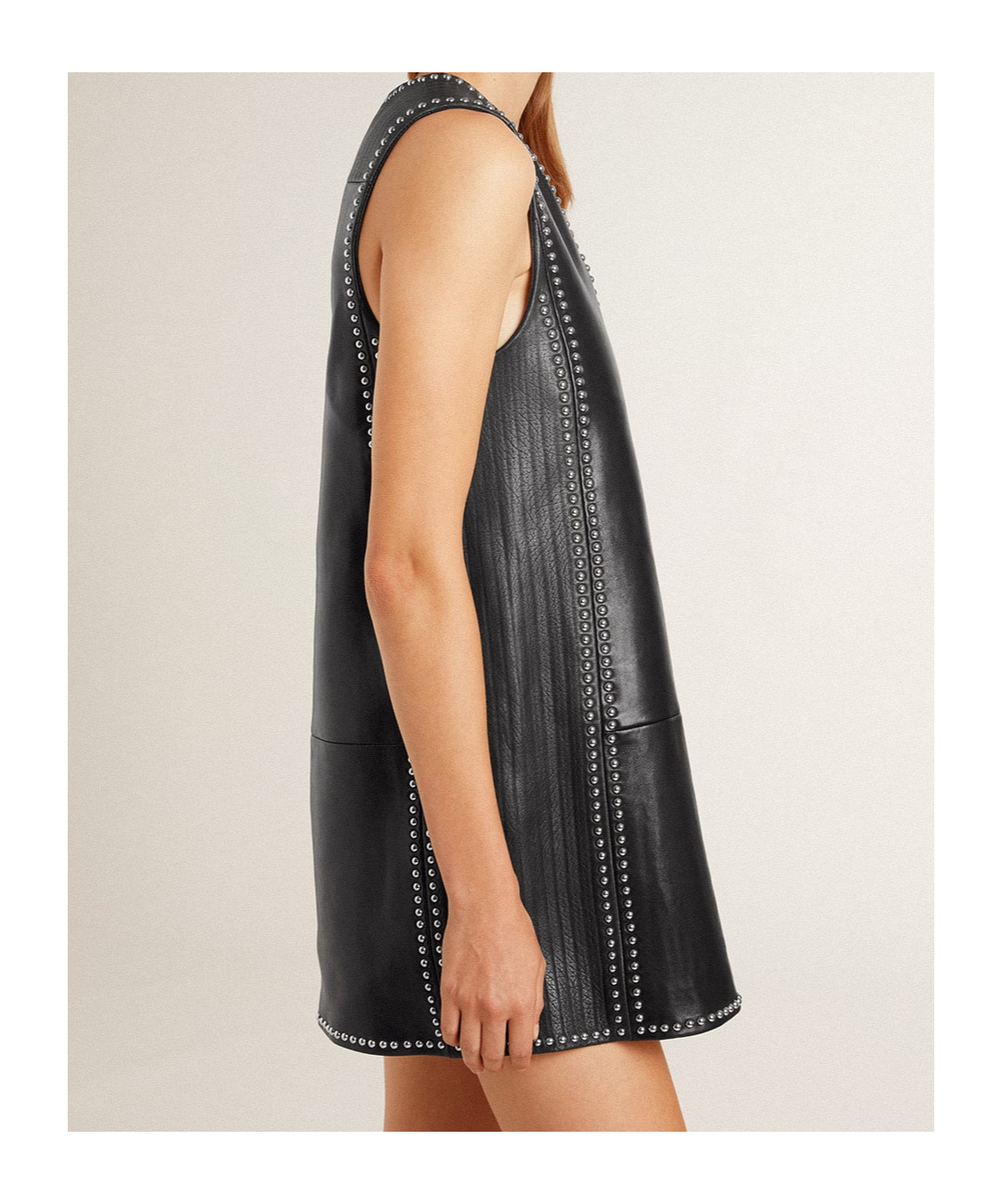Golden Goose Leather Mini Dress In Black