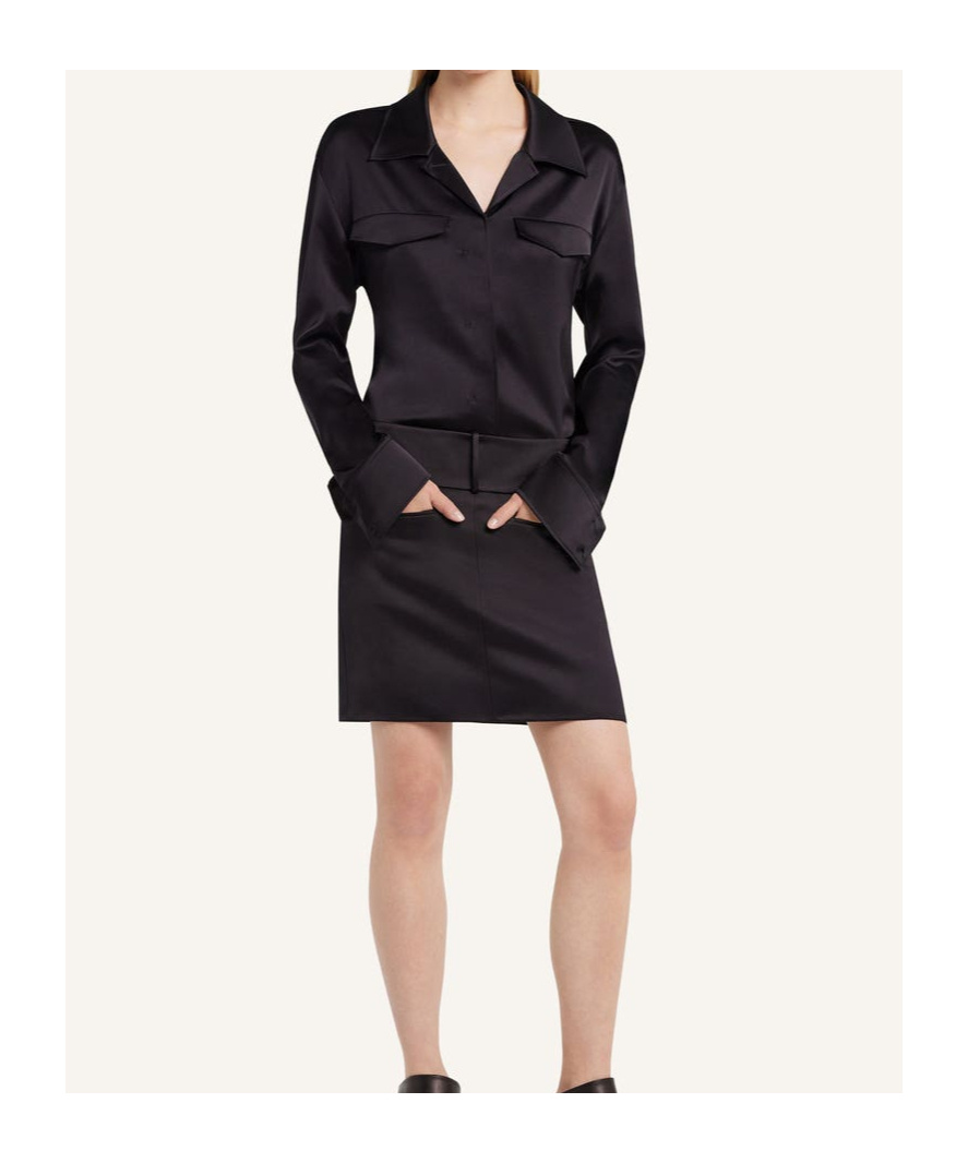 Courrèges Darted Satin Shirt In Black
