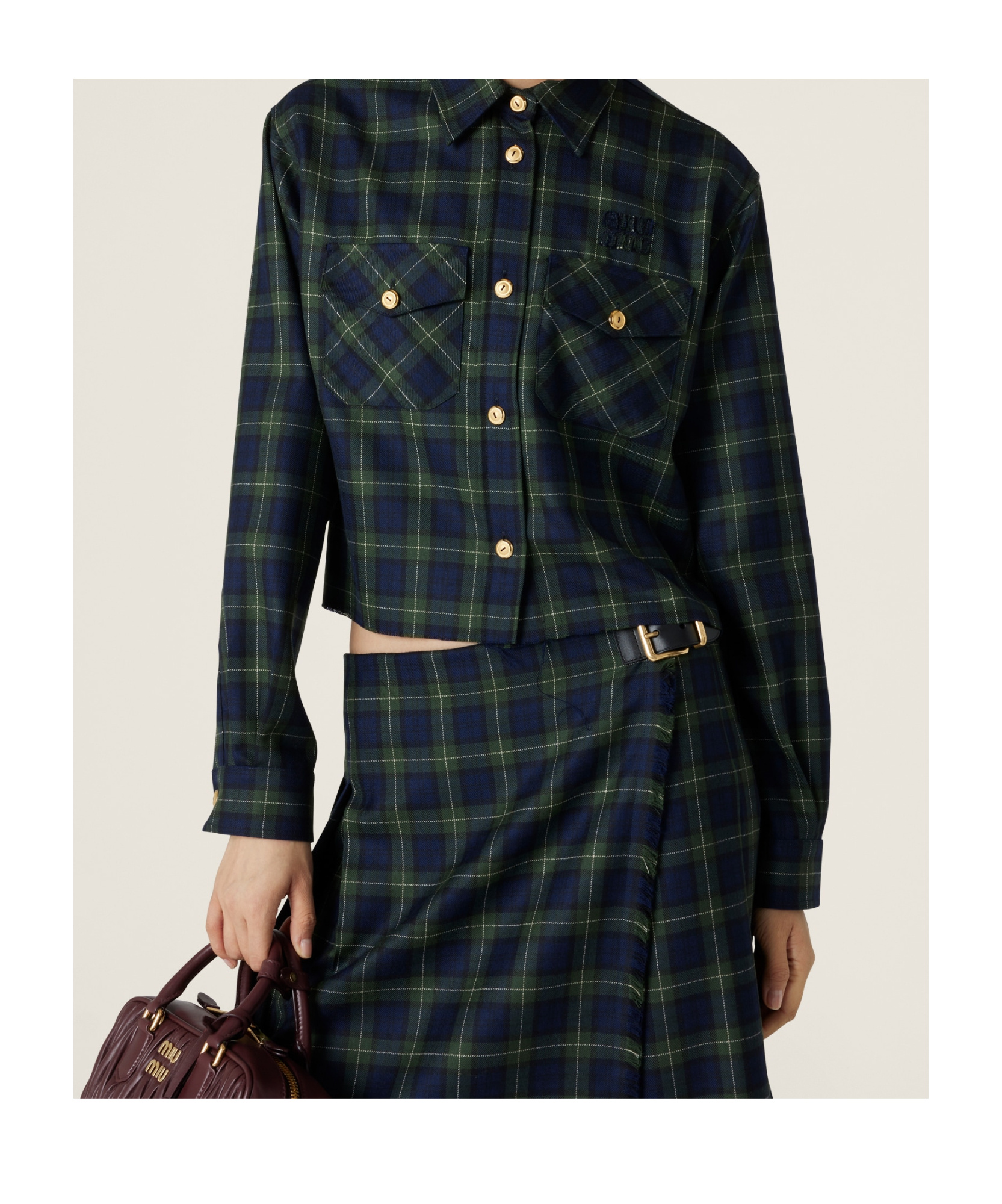 Miu Miu Plaid Shirt In Black
