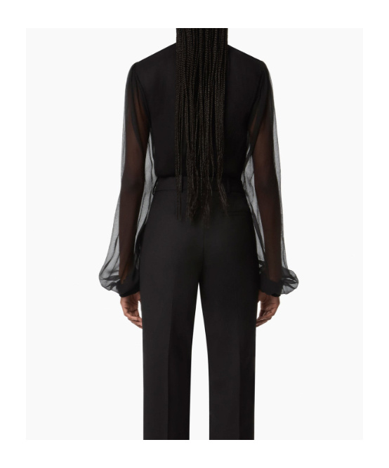 Nina Ricci High-neck Ruffled Top In Black