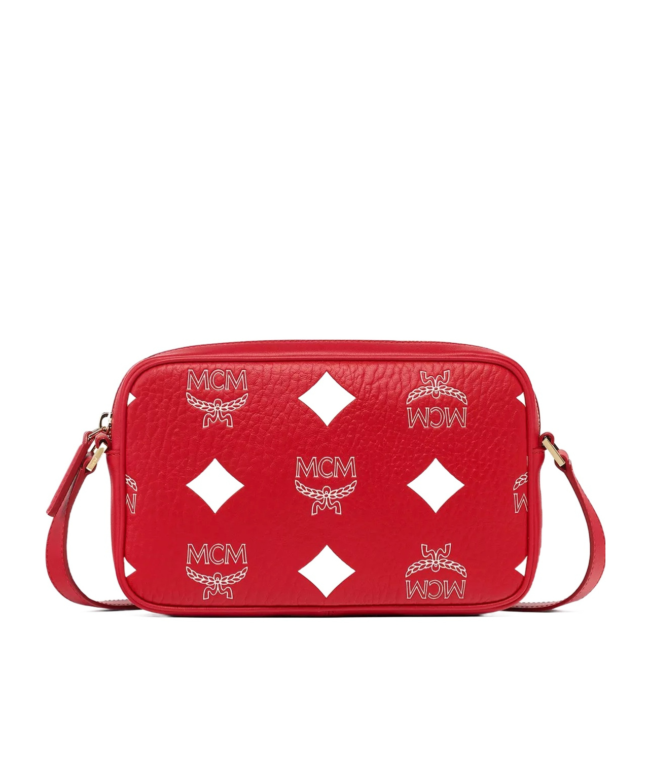 Mcm Aren Crossbody In Maxi Visetos In Red