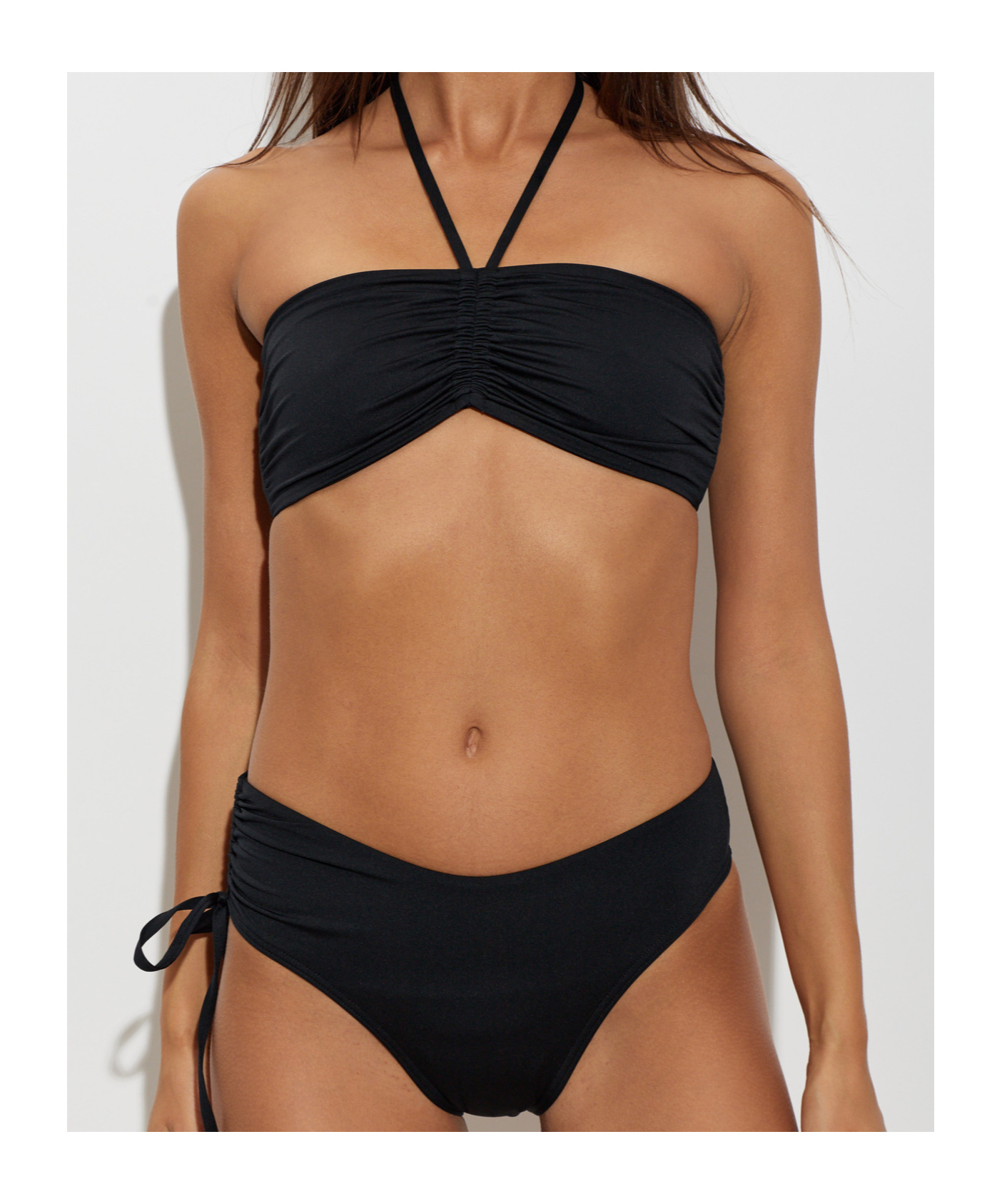 Balmain Lace-up Bikini Set In Black