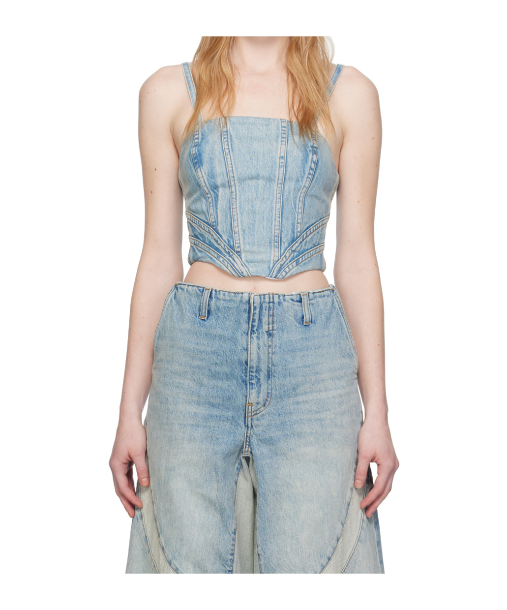 Amiri Ruffled Detail Denim Sling In Blue