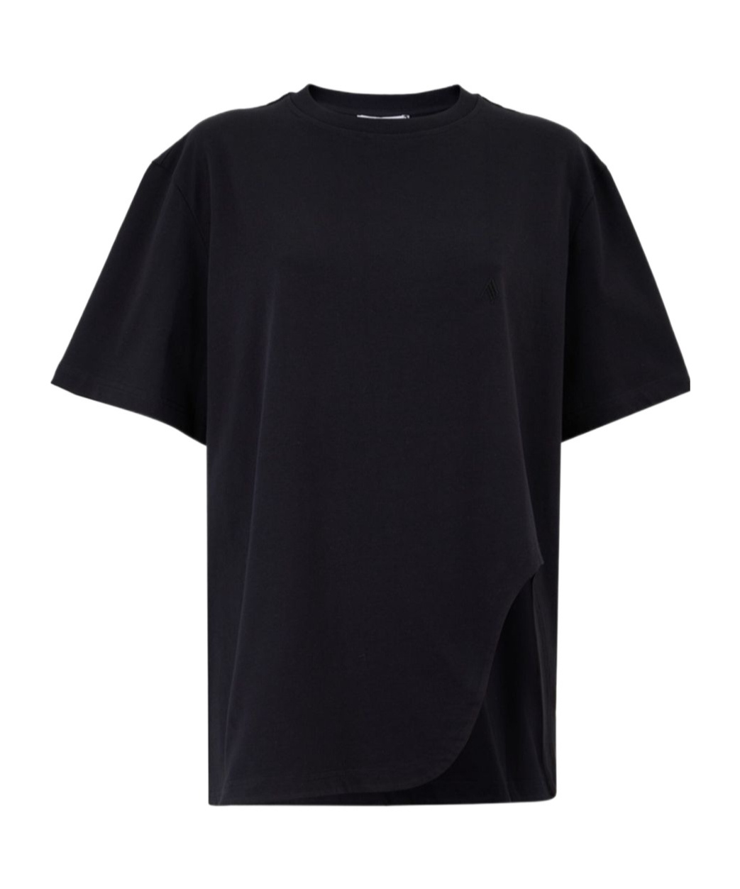 Attico Asymmetric Oversized Round Neck Short Sleeve Top In Black