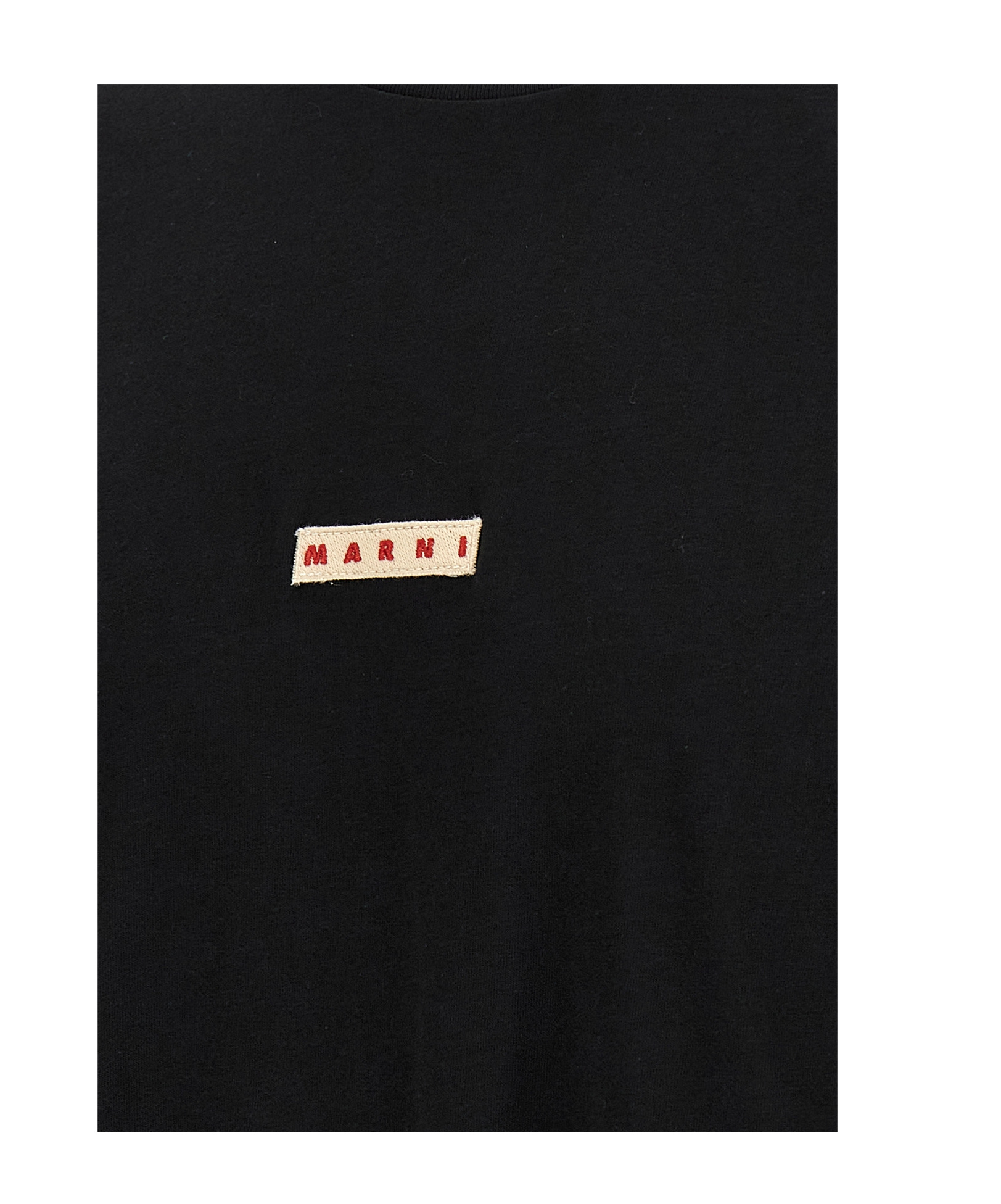 Marni Contemporary Black Cotton T-shirt With High Neckline In Black