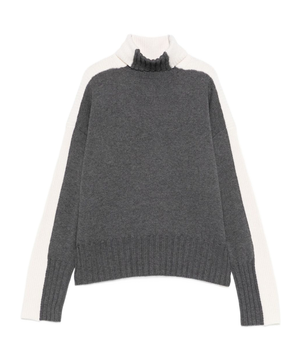 Twinset Textured Knit Sweaters With Ribbed Cuffs And Classic Neckline In Gray
