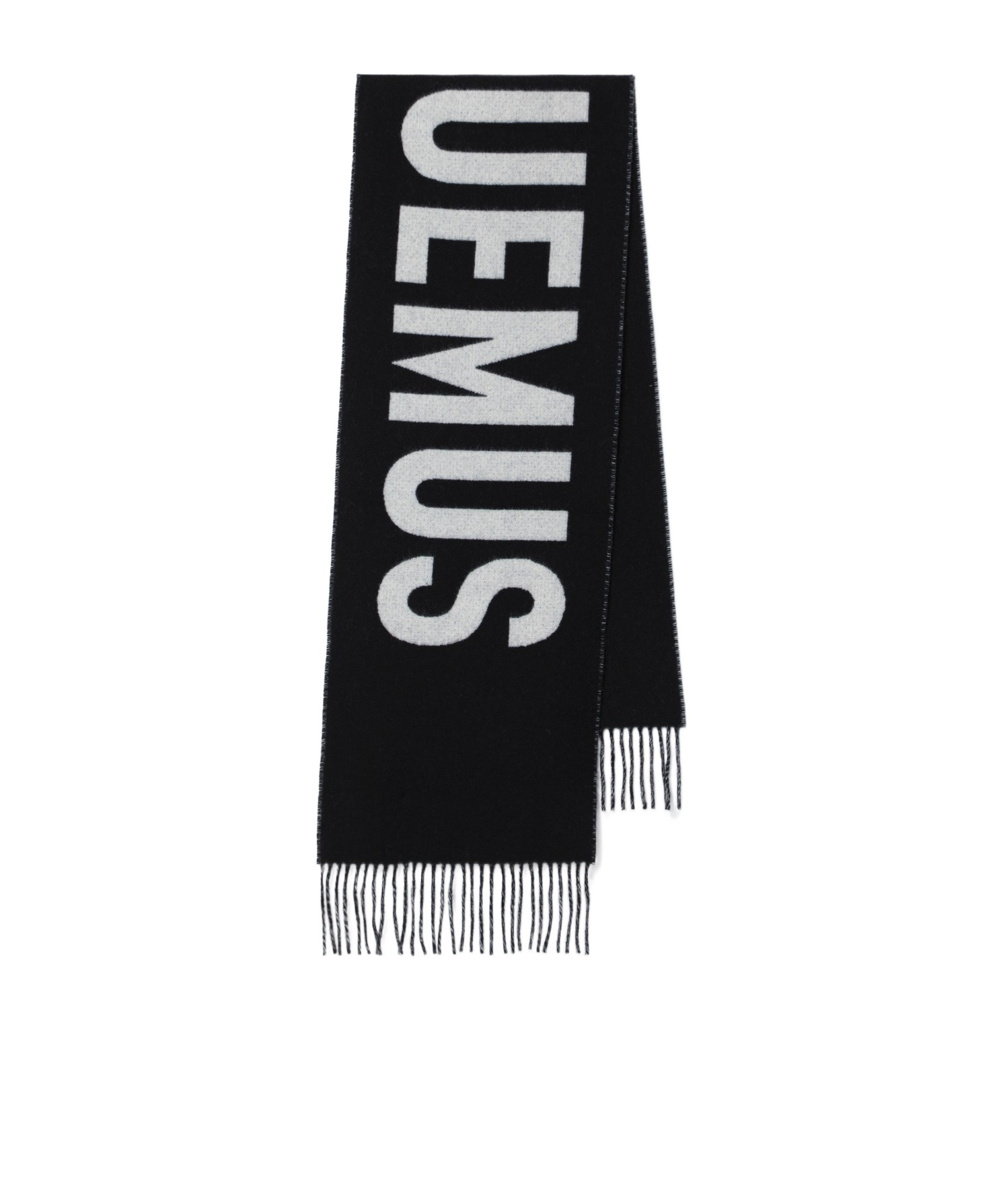 Jacquemus The Brushed Wrap Scarf With Fringed Detail In Black