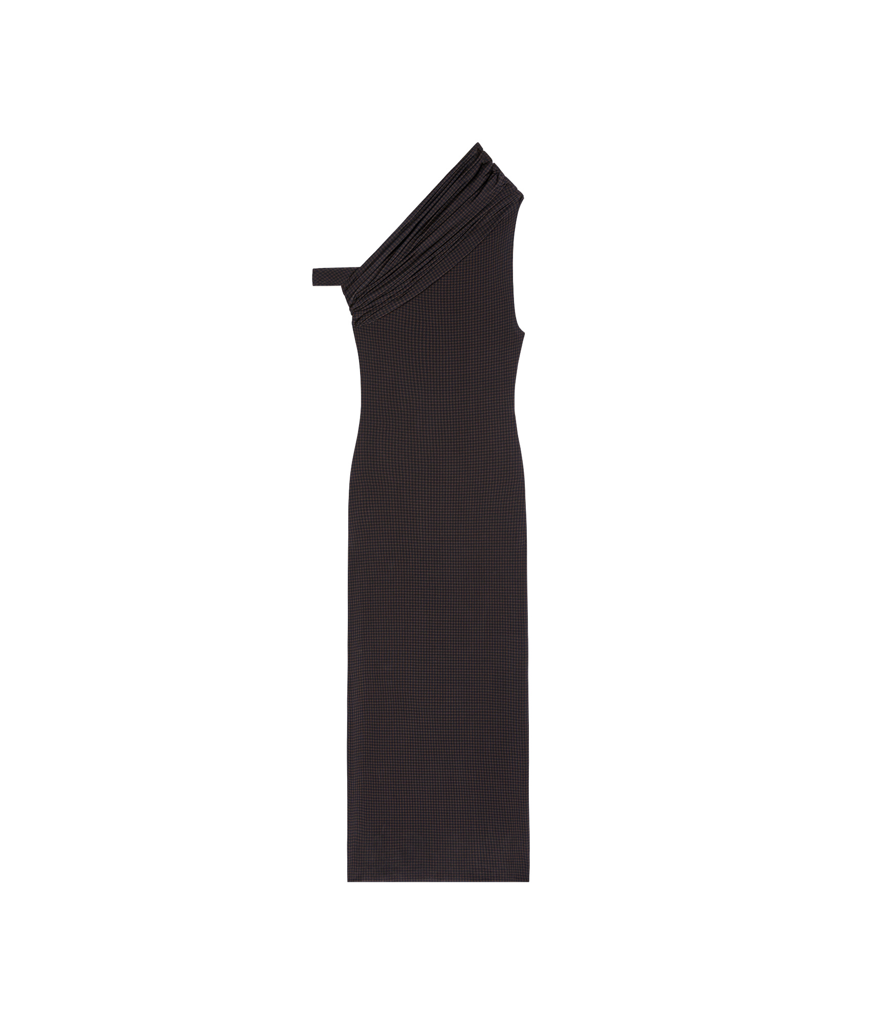 Courrèges Houndstooth Draped Midi Dress In Black