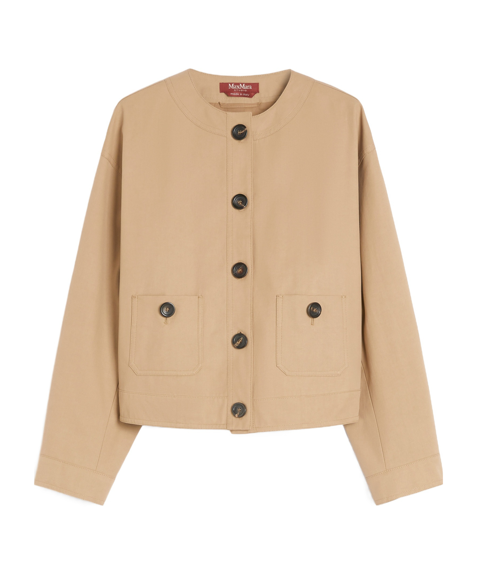 Max Mara Cotton Twill Bomber Jacket In Brown